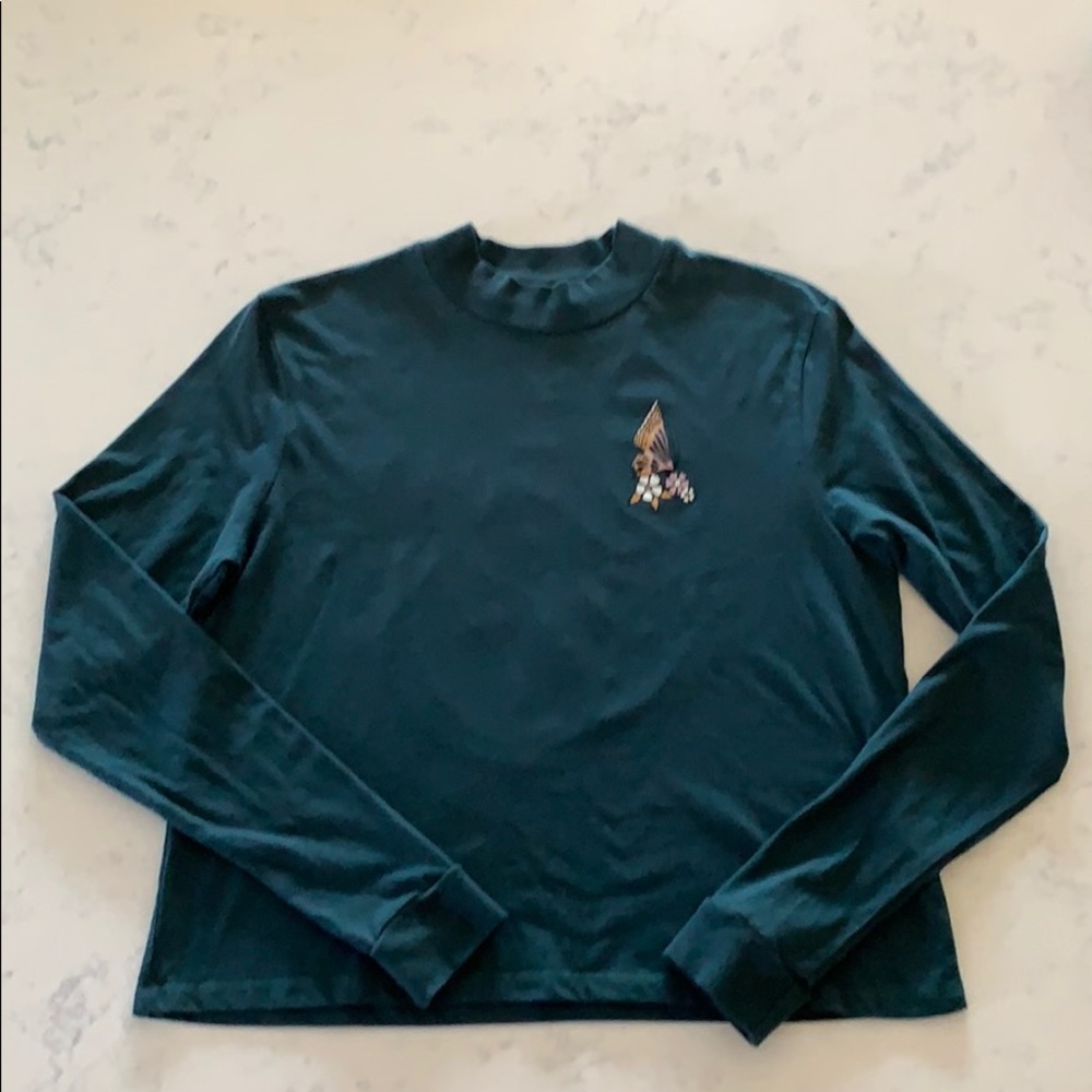 Volcom Green Mock Neck Printed Long Sleeve